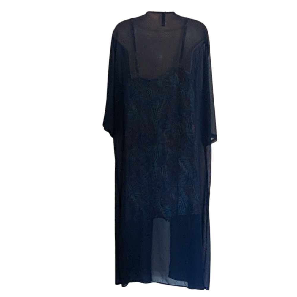 Elegant Navy Blue Sheer Kimono - Picture 3 of 8